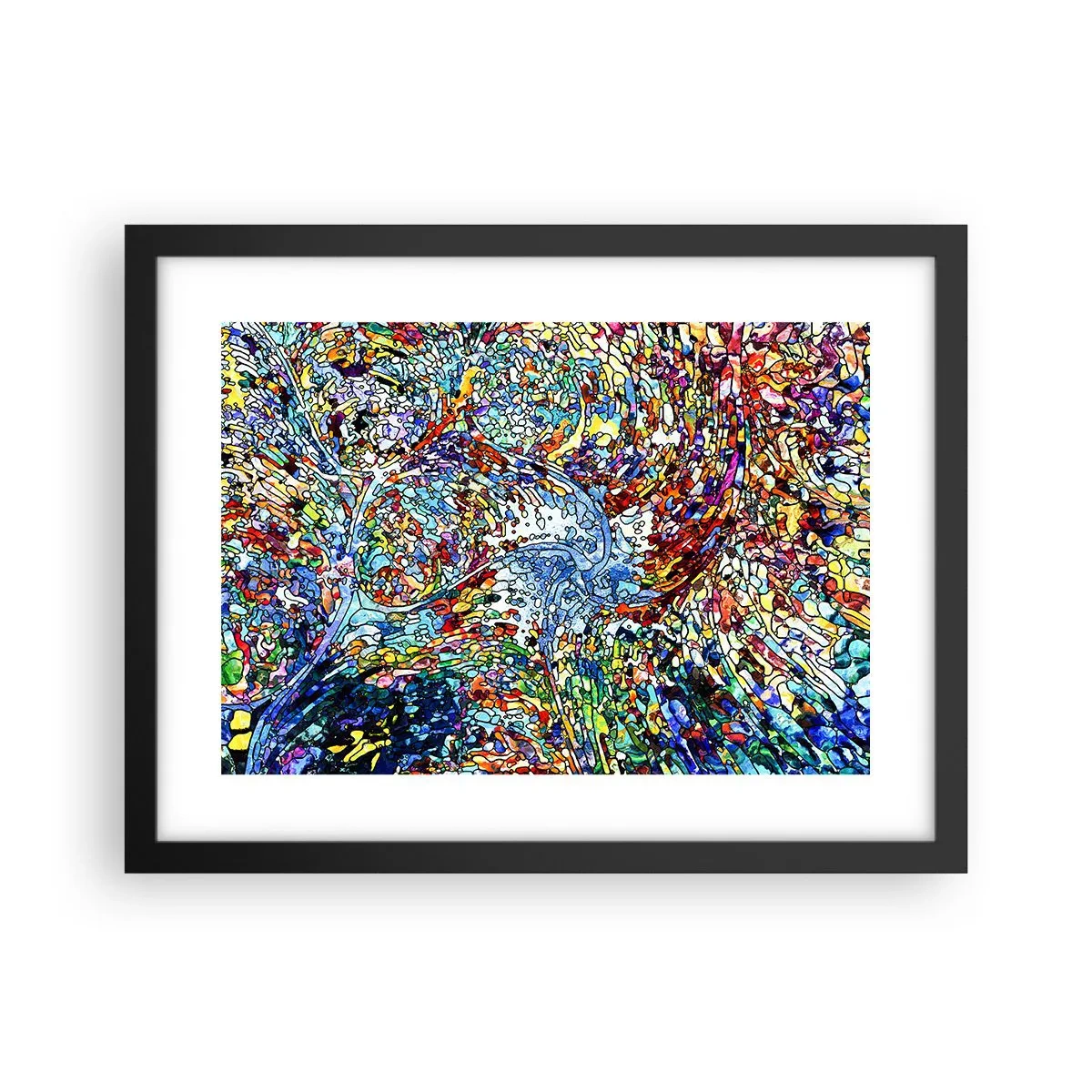 Poster in einem schwarzem Rahmen - Glasmalerei Wassertropfen - 40x30 cm