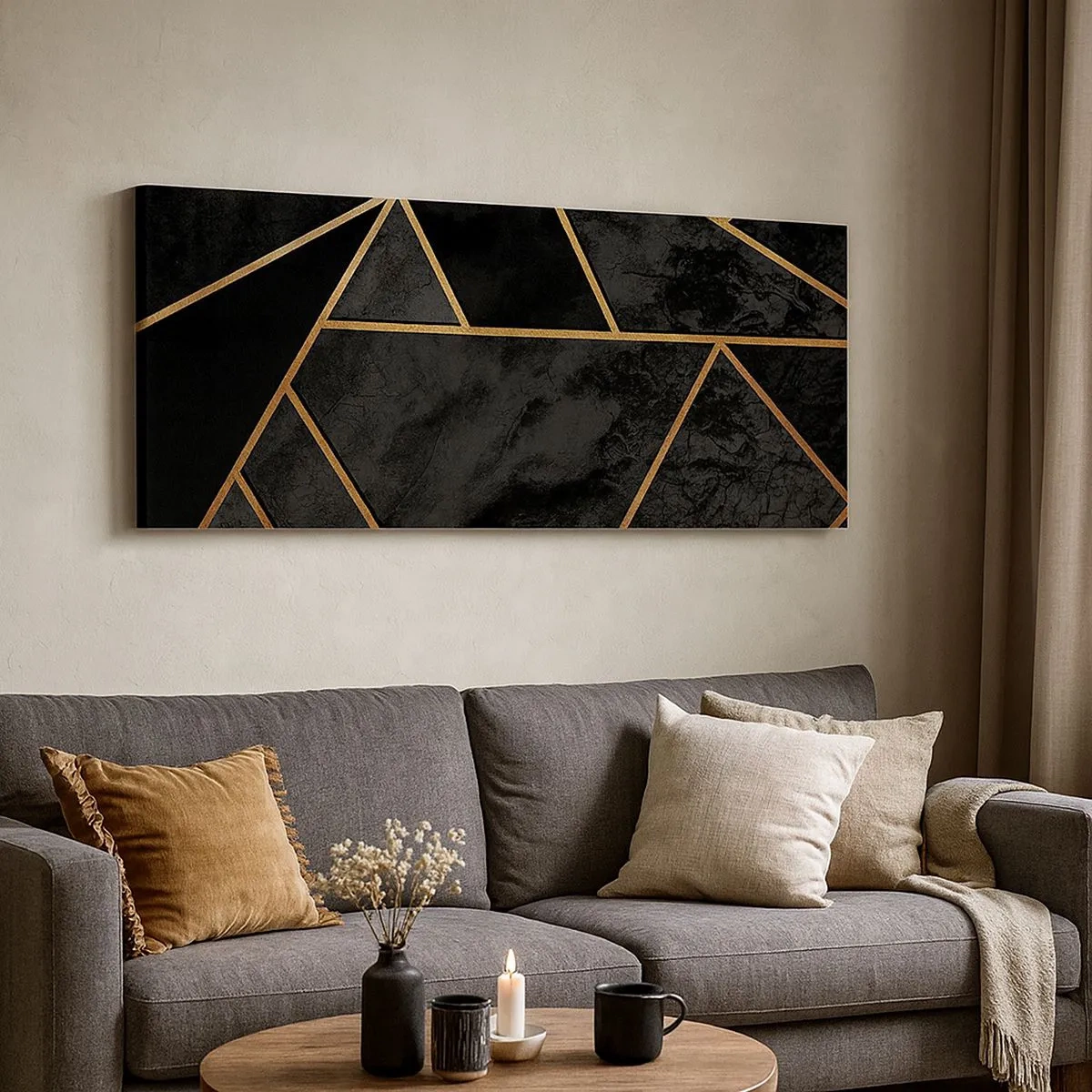 Bild auf Leinwand - Leinwandbild - Dunkelheit und Glanz - 100x40 cm