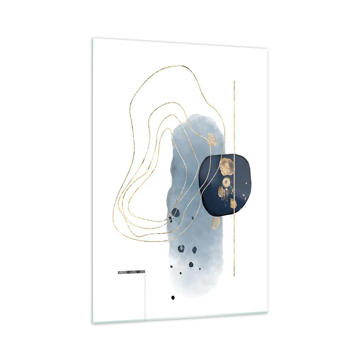 Glasbild - Bild auf glas - Abstraktion in Blau- und Goldtönen - 70x100cm - Blau-goldene Fantasie - Moderne Wanddekoration für Wohnzimmer und Schlafzimmer ARTTOR