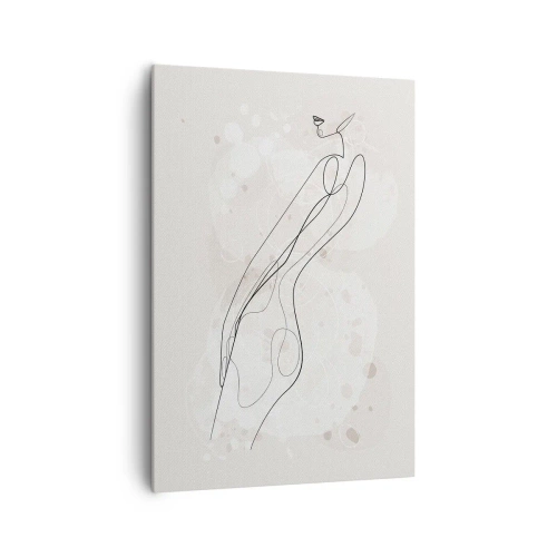 Bild auf Leinwand - Leinwandbild - Eine subtile Silhouettenskizze im minimalistischen Stil - 70x100cm - Der Blick schweift - Moderne Wanddekoration für Wohnzimmer und Schlafzimmer ARTTOR