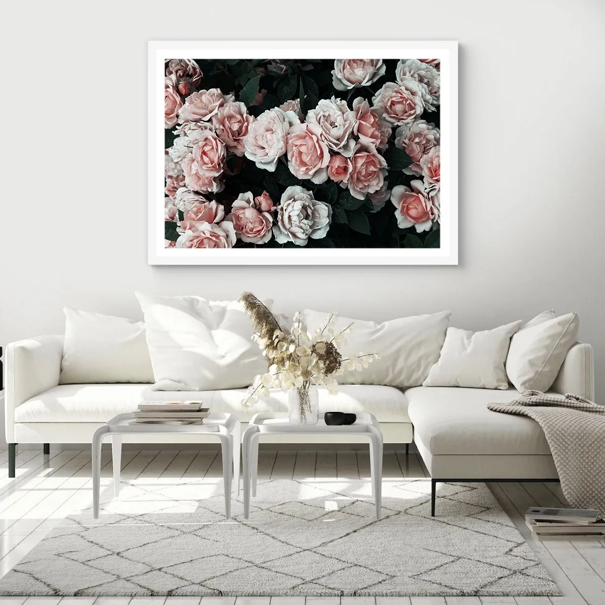 Poster in einem weißen Rahmen - Rosen-Ensemble - 91x61 cm