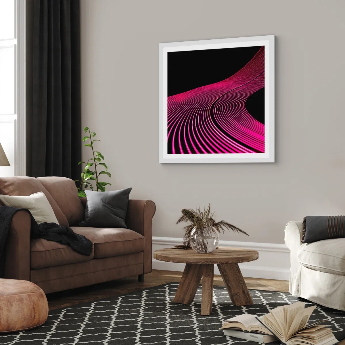 Poster in einem weißen Rahmen - Allee des Lichts - 40x40 cm