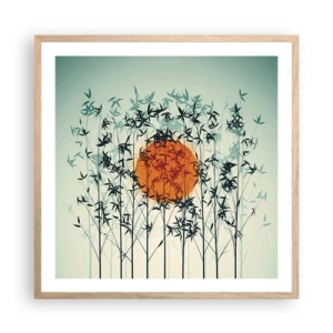 Poster in einem Rahmen aus heller Eiche - Japanische Sonne - 60x60 cm