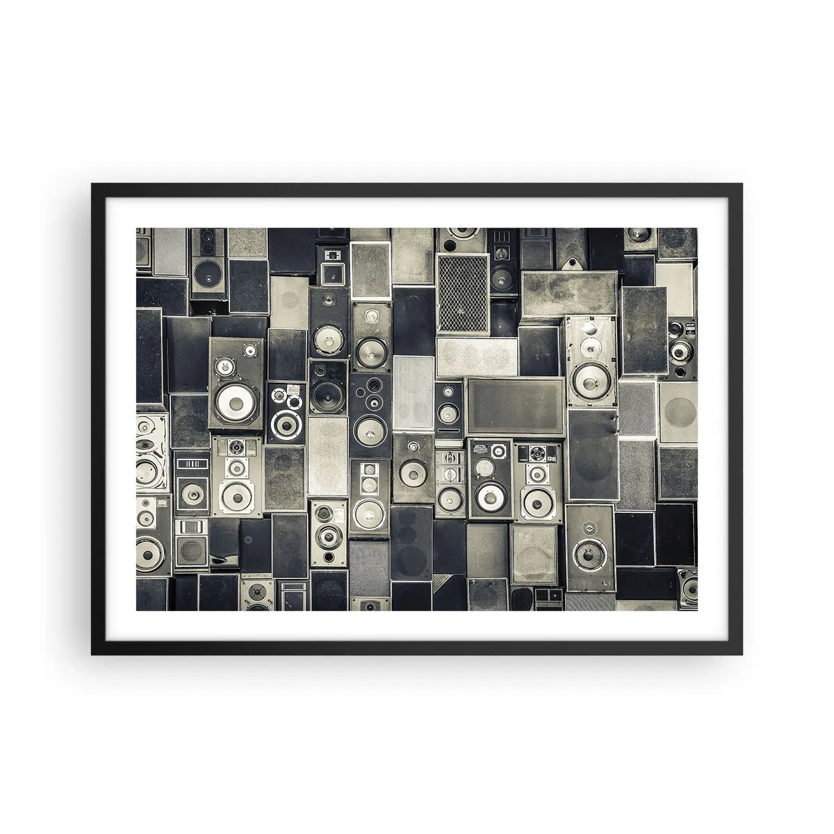 Poster in einem schwarzem Rahmen - Lautsprecherkollektion im Retro-Stil - 70x50cm - Und es ist alles in Ordnung - Moderne Wanddekoration für Wohnzimmer und Schlafzimmer ARTTOR
