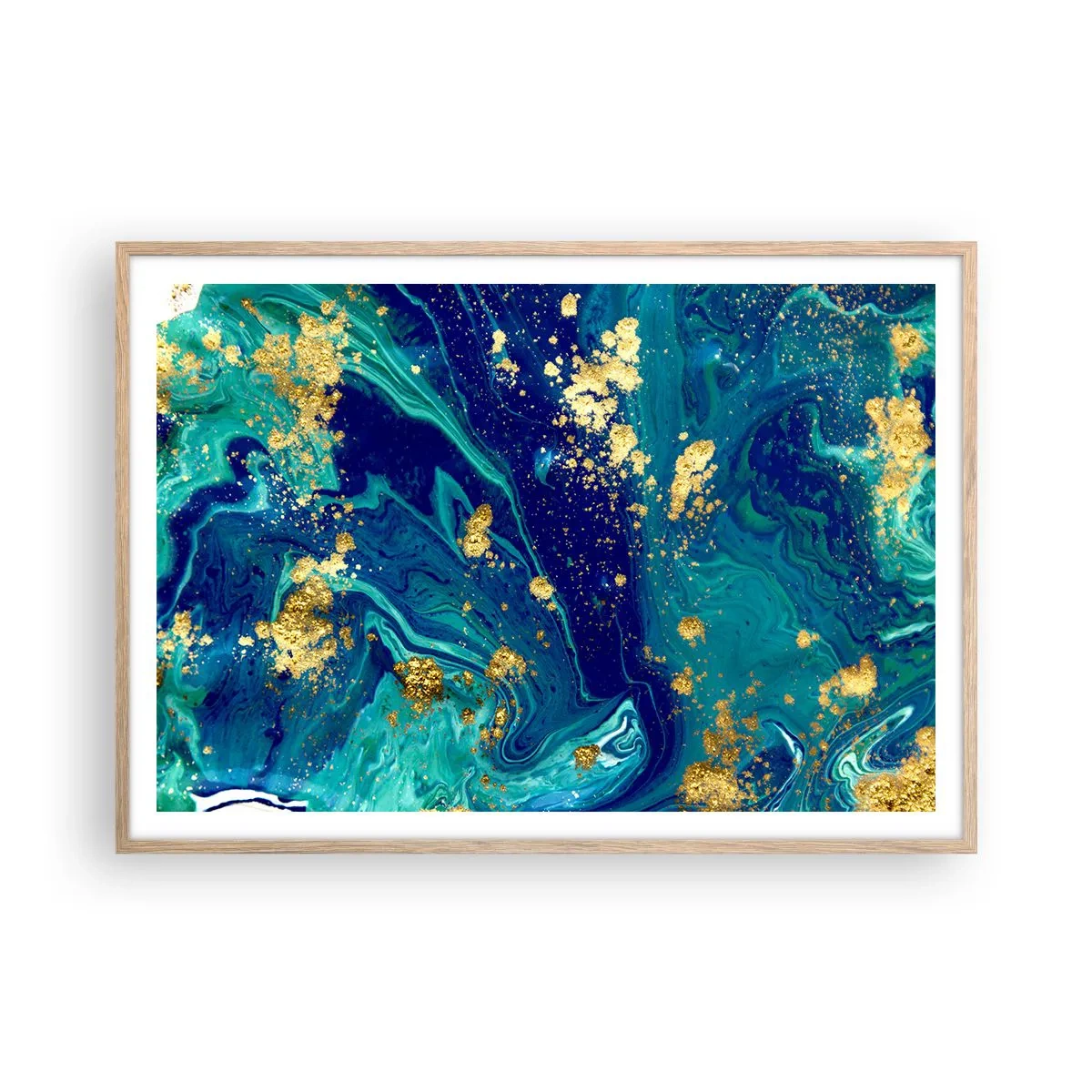 Poster in einem Rahmen aus heller Eiche - Die Blütenblätter der Sonne - 100x70 cm