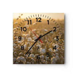 Wanduhr - Glasuhr - Fluffiges Feld - 30x30 cm