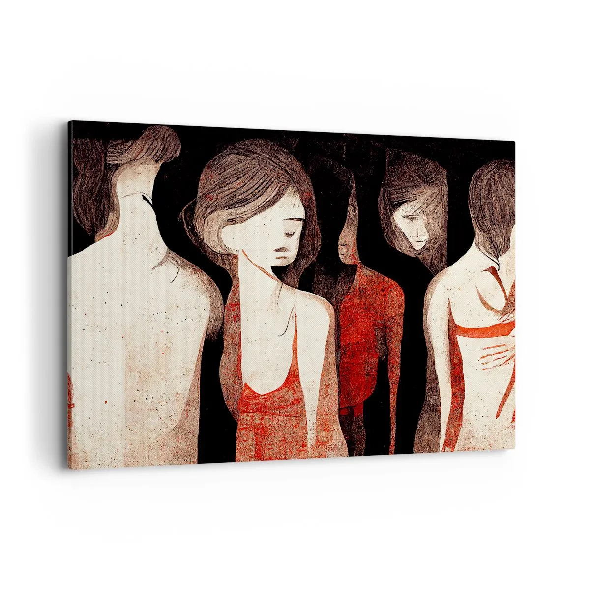Bild auf Leinwand - Leinwandbild - Künstlerische Figuren in einer abstrakten Komposition - 100x70cm - Madonnen der Dunkelheit - Moderne Wanddekoration für Wohnzimmer und Schlafzimmer ARTTOR