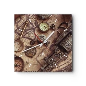 Wanduhr - Glasuhr - Das Abenteuer ruft - 40x40 cm