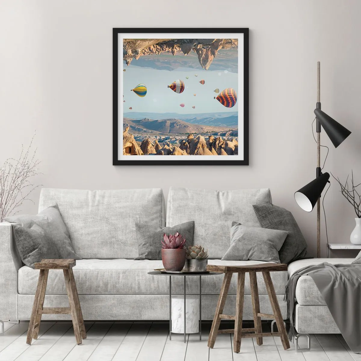Poster in einem schwarzem Rahmen - Hier ist alles möglich - 50x50 cm