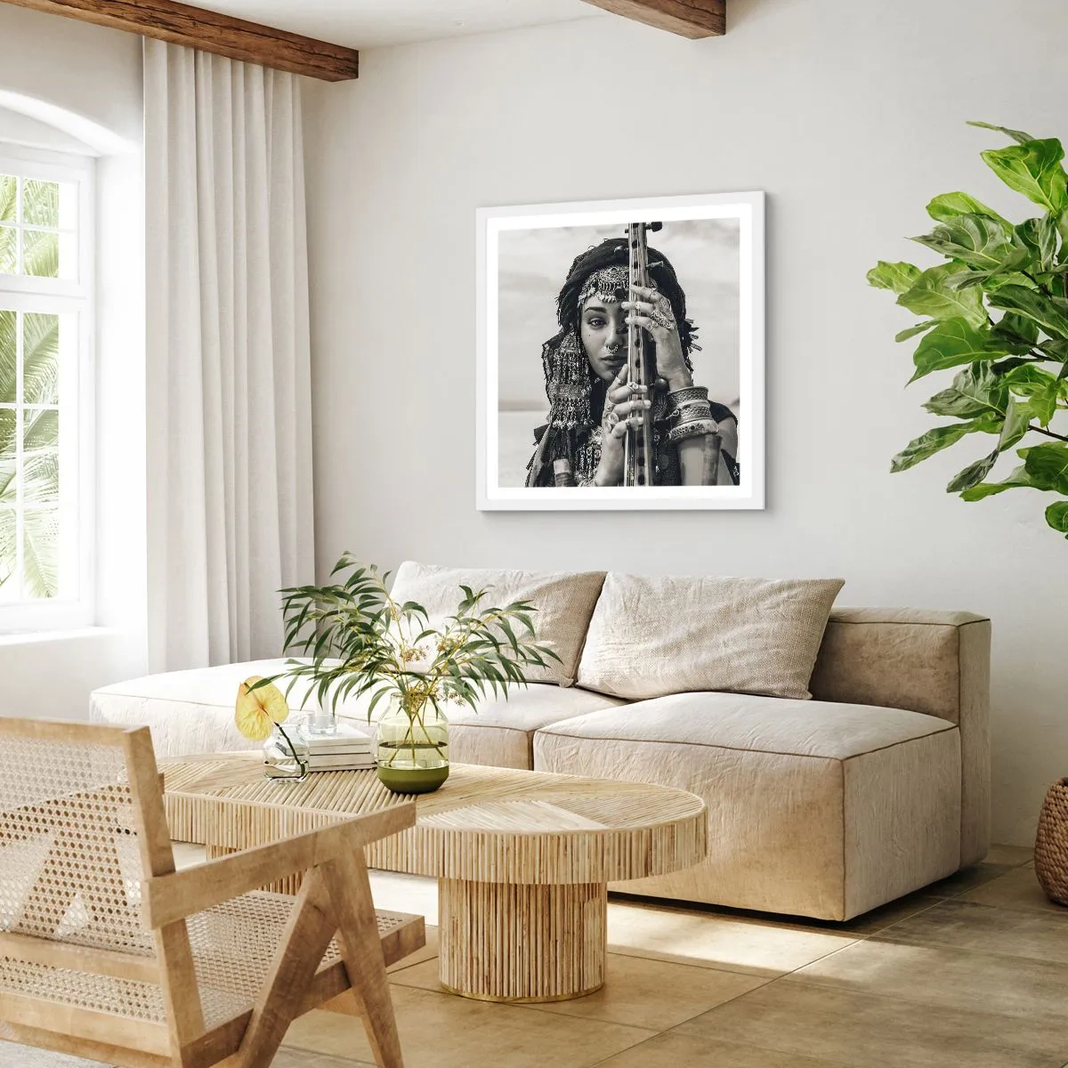 Poster in einem weißen Rahmen - Die Musik des Orients selbst - 30x30 cm