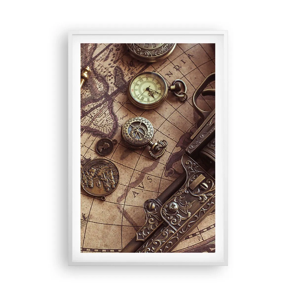 Poster in einem weißen Rahmen - Das Abenteuer ruft - 61x91 cm