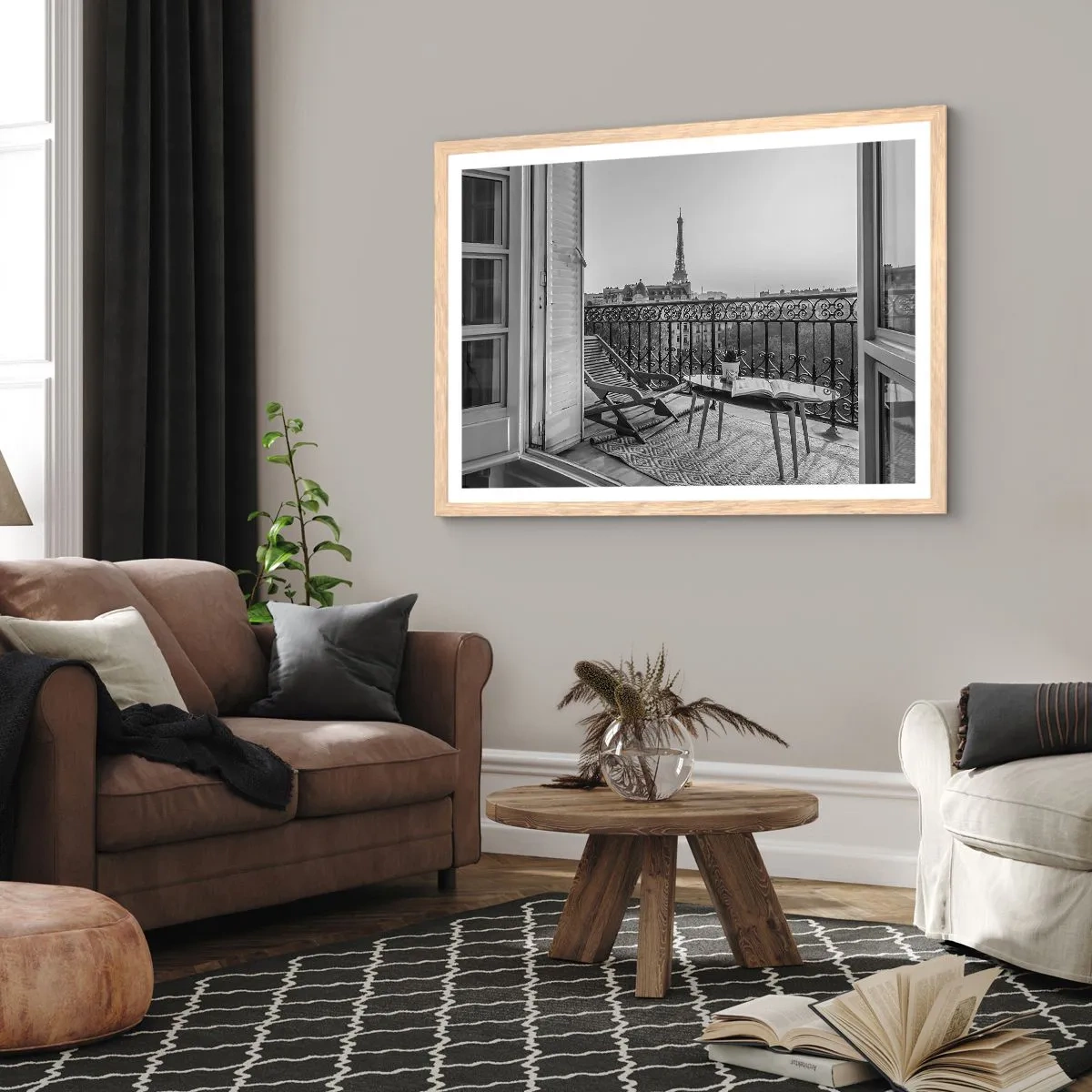 Poster in einem Rahmen aus heller Eiche - Pariser Nachmittag - 50x40 cm