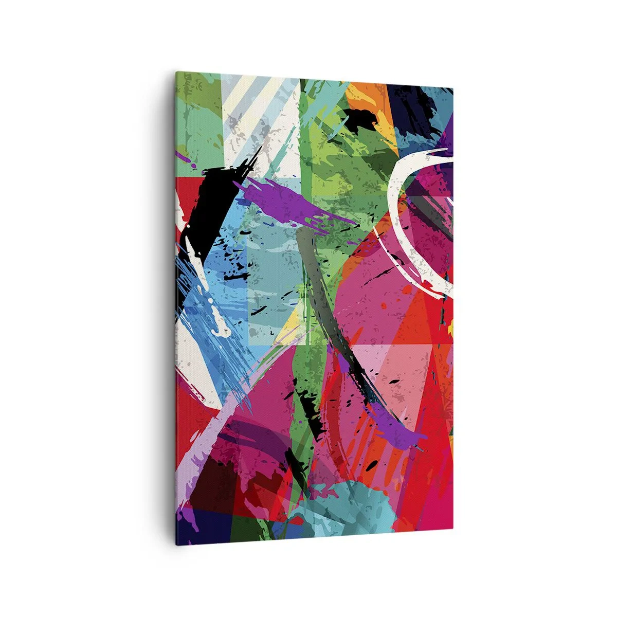 Bild auf Leinwand - Leinwandbild - Farbenfrohe Abstraktion mit dynamischen Pinselstrichen - 80x120cm - Schnell, spritzig und springt - Moderne Wanddekoration für Wohnzimmer und Schlafzimmer ARTTOR