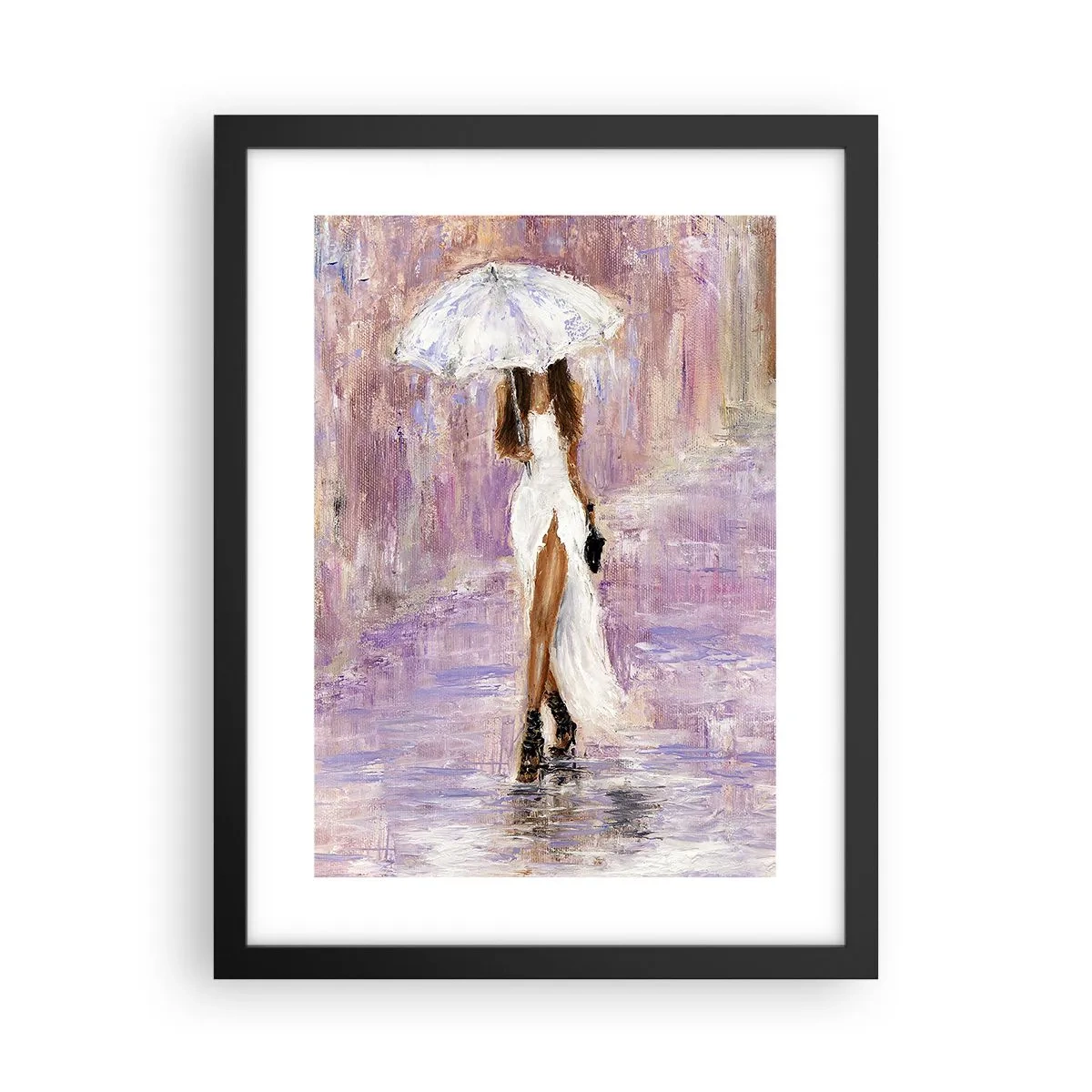 Poster in einem schwarzem Rahmen - Im lila Regen - 30x40 cm