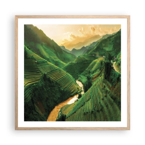 Poster in einem Rahmen aus heller Eiche - Vietnamesisches Tal - 60x60 cm