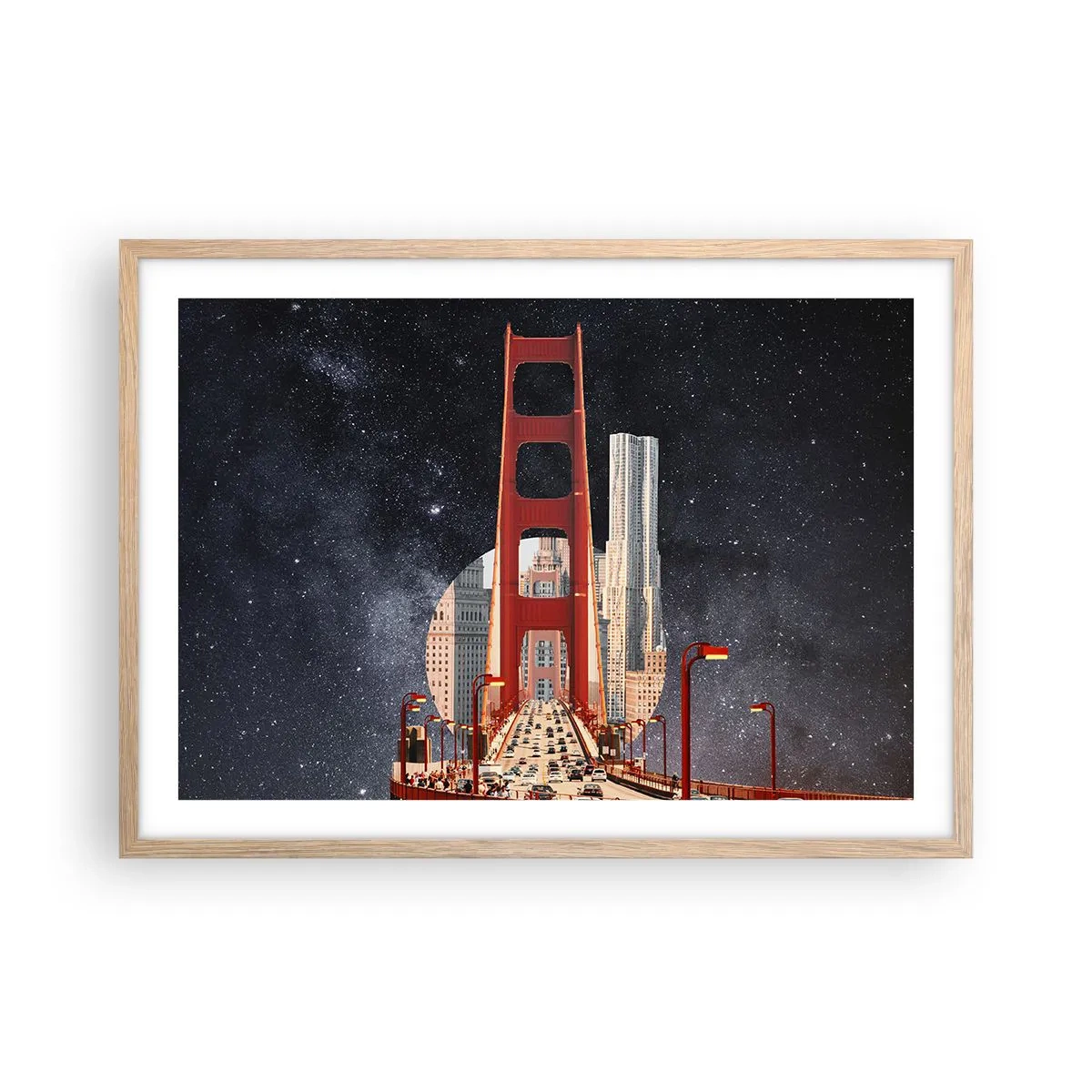 Poster in einem Rahmen aus heller Eiche - Immer im Mittelpunkt - 70x50 cm