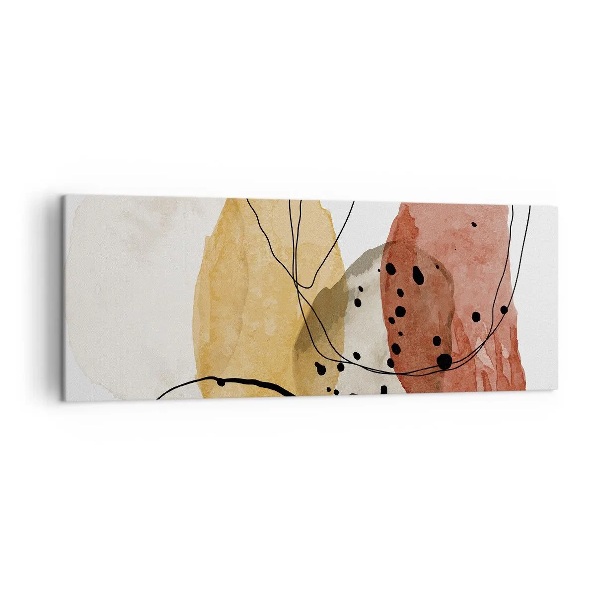 Bild auf Leinwand - Leinwandbild - Abstrakte Flecken in Beige-, Gelb- und Rottönen - 140x50cm - Wie leichte, transparente Luft - Moderne Wanddekoration für Wohnzimmer und Schlafzimmer ARTTOR