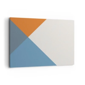 Bild auf Leinwand - Leinwandbild - Geometrische Dreiecke in Blau- und Orangetönen - 100x70cm - In einem Winkel… - Moderne Wanddekoration für Wohnzimmer und Schlafzimmer ARTTOR