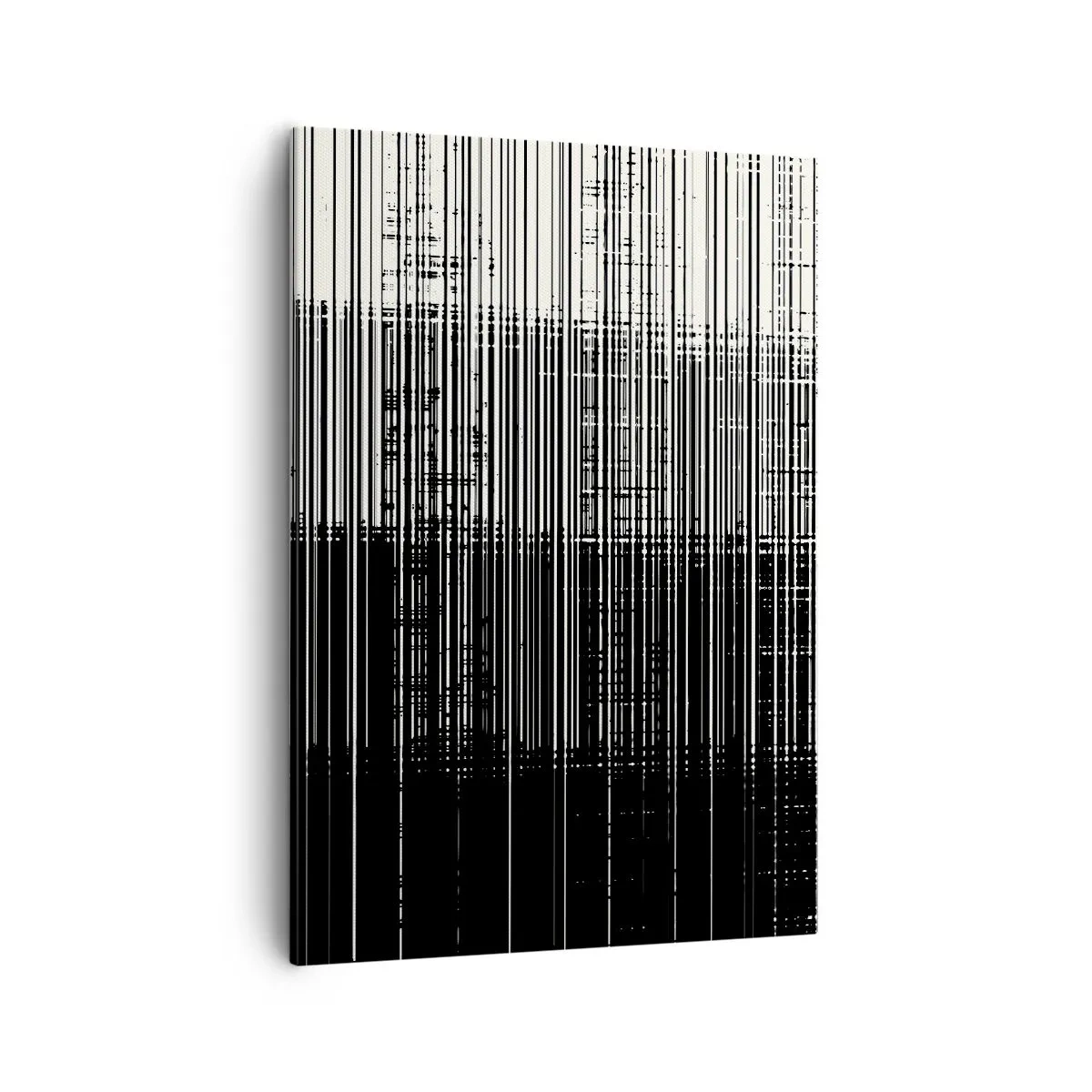 Bild auf Leinwand - Leinwandbild - Abstrakte Linienkomposition in kontrastierendem Schwarz und Weiß - 50x70cm - Wellen und Vibrationen - Moderne Wanddekoration für Wohnzimmer und Schlafzimmer ARTTOR