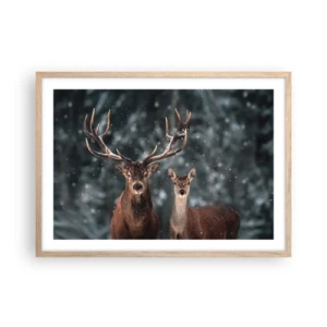 Poster in einem Rahmen aus heller Eiche - Herr des Waldes mit seiner Frau - 70x50 cm