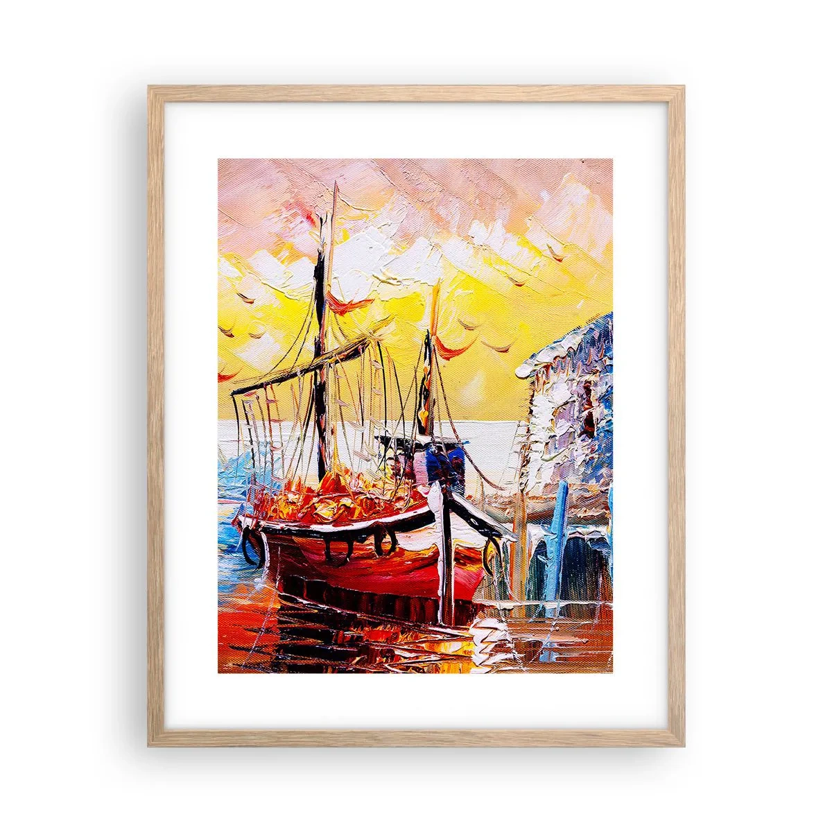 Poster in einem Rahmen aus heller Eiche - Glückliche Rückkehr - 40x50 cm