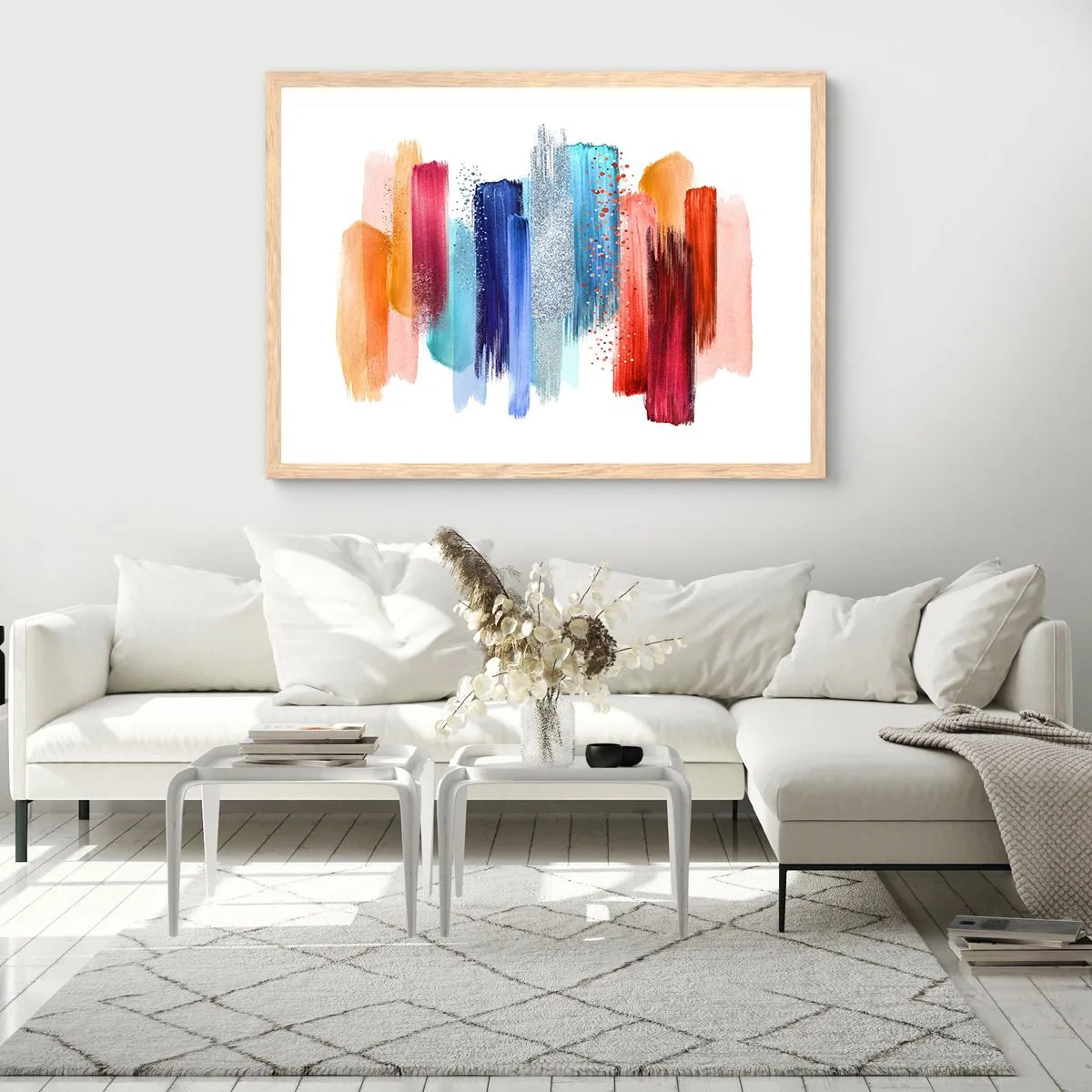 Poster in einem Rahmen aus heller Eiche - Auf und ab - 100x70 cm