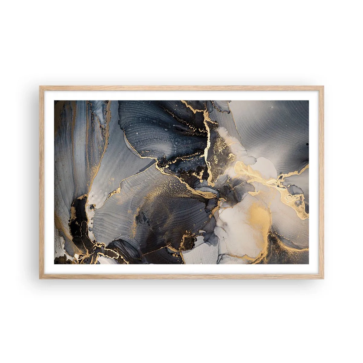 Poster in einem Rahmen aus heller Eiche - Leben aus Stein - 91x61 cm