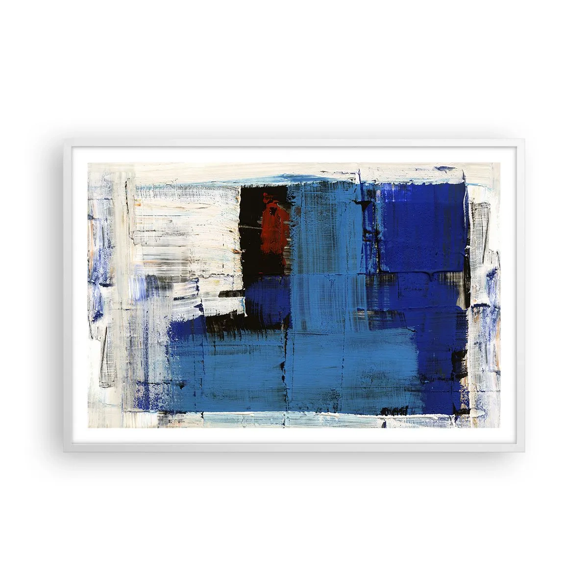 Poster in einem weißen Rahmen - Geheimnis ist blau - 91x61 cm