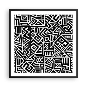 Poster in einem schwarzem Rahmen - Präkolumbianische Komposition - 60x60 cm