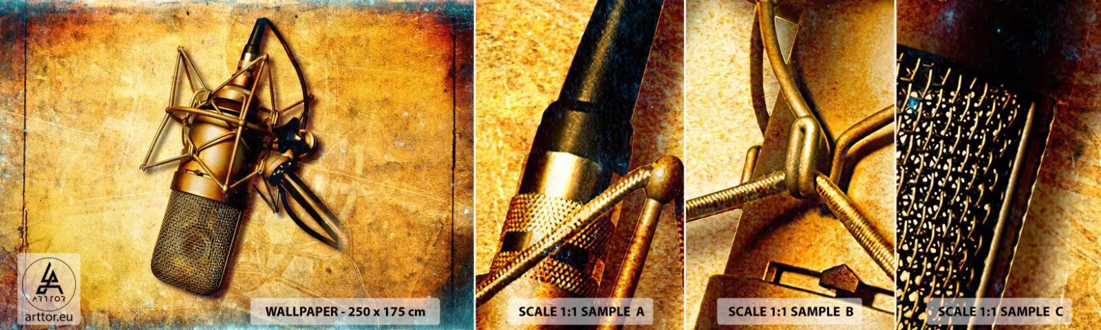 Fototapetenmuster Standard Eco - Die goldenen Jahre des Radios - Mikrofon, Musik, Retro - 100x30 cm