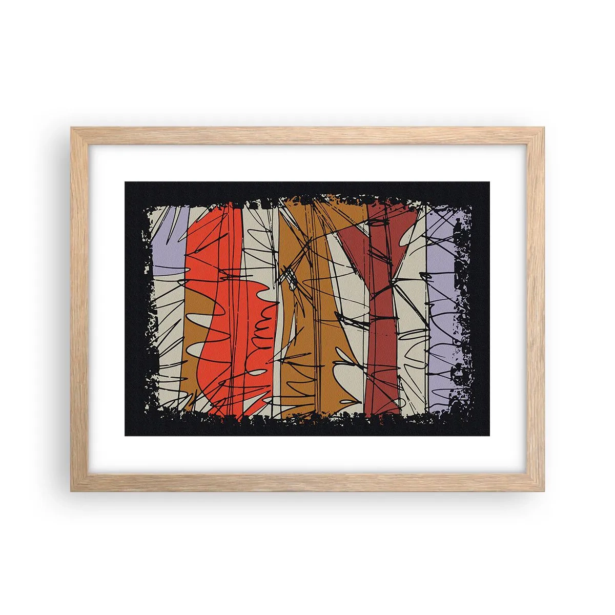 Poster in einem Rahmen aus heller Eiche - Spontane Komposition - 40x30 cm