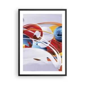 Poster in einem schwarzem Rahmen - Bunte Abstraktion mit dynamischen Formen - 50x70cm - Der Tanz der Elemente - Moderne Wanddekoration für Wohnzimmer und Schlafzimmer ARTTOR