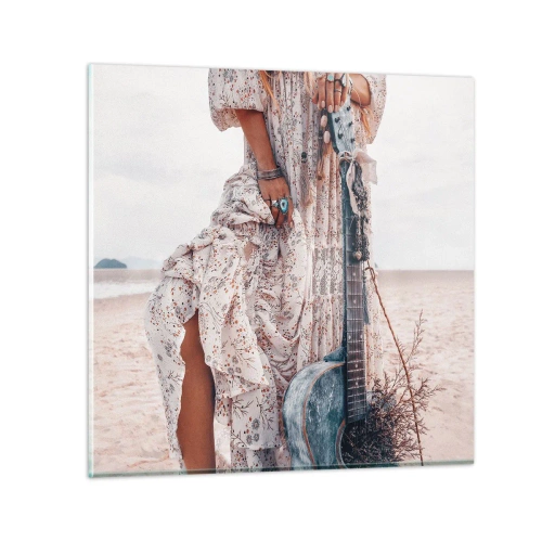 Glasbild - Bild auf glas - Kinderblumen auf dem Weg - 60x60 cm