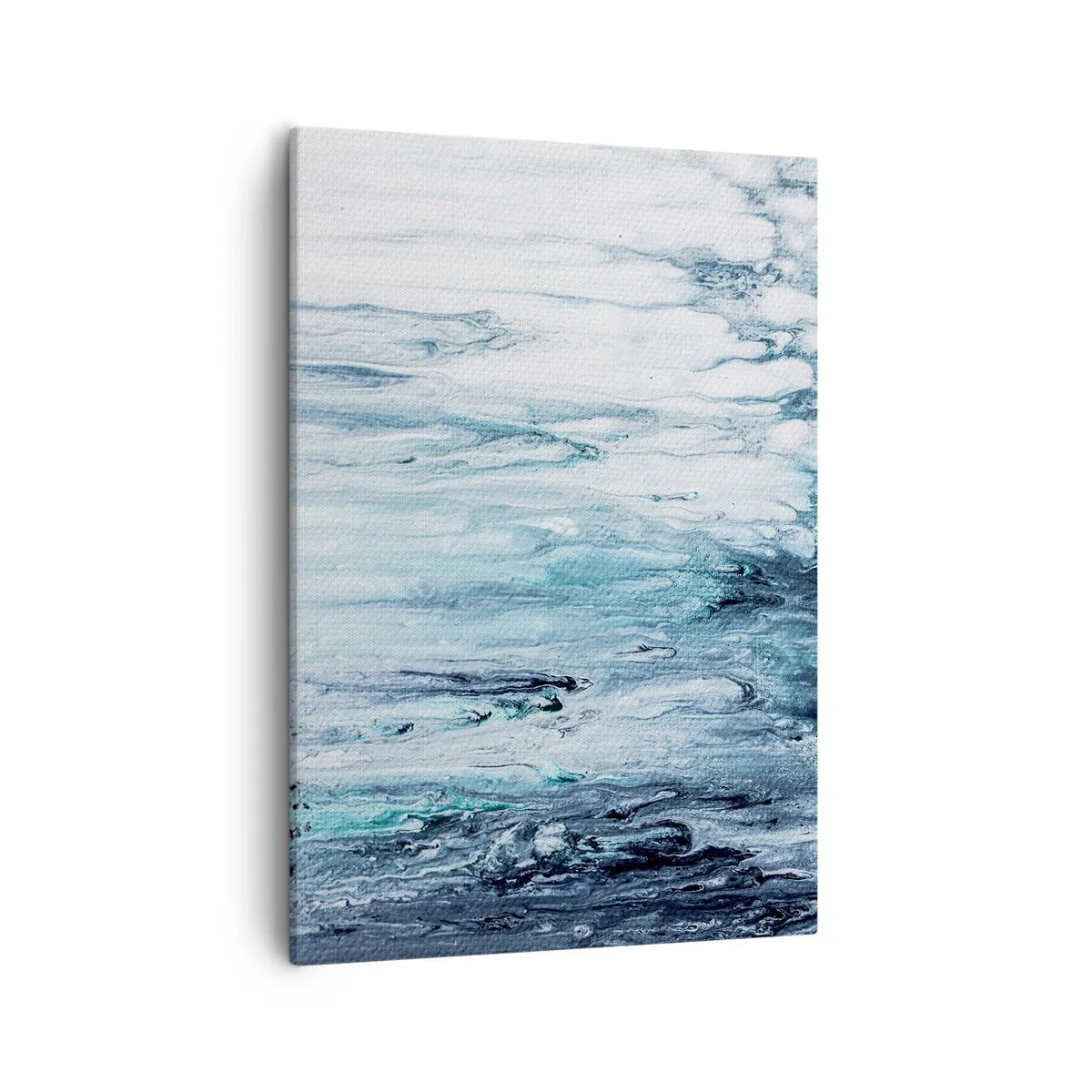 Bild auf Leinwand - Leinwandbild - Abstrakte blaue und weiße Streifen ähneln Eiszapfen - 50x70cm - Blaue Eiszapfen - Moderne Wanddekoration für Wohnzimmer und Schlafzimmer ARTTOR