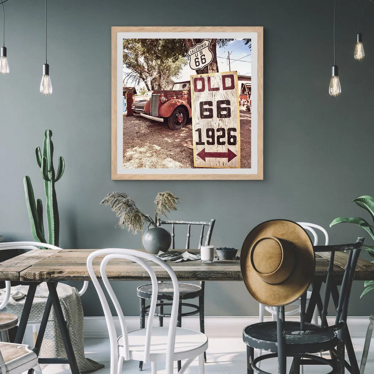 Poster in einem Rahmen aus heller Eiche - Die Legende der amerikanischen Provinz - 60x60 cm