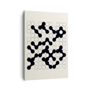 Bild auf Leinwand - Leinwandbild - Schwarz-weiße Muster mit Kreisen auf hellem Hintergrund - 50x70cm - Chinesisches Spiel – Variation - Moderne Wanddekoration für Wohnzimmer und Schlafzimmer ARTTOR