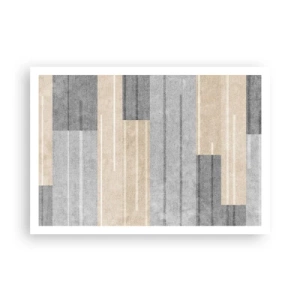 Poster - Geometrische Komposition in Grau- und Beigetönen - 100x70cm - Komposition: Vertikal halten - Moderne Wanddekoration für Wohnzimmer und Schlafzimmer ARTTOR