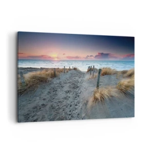 Bild auf Leinwand - Leinwandbild - Weg zum Strand bei Sonnenuntergang - 100x70cm - Du hast einen Regenbogen aus strahlendem Licht verschüttet ... - Moderne Wanddekoration für Wohnzimmer und Schlafzimmer ARTTOR