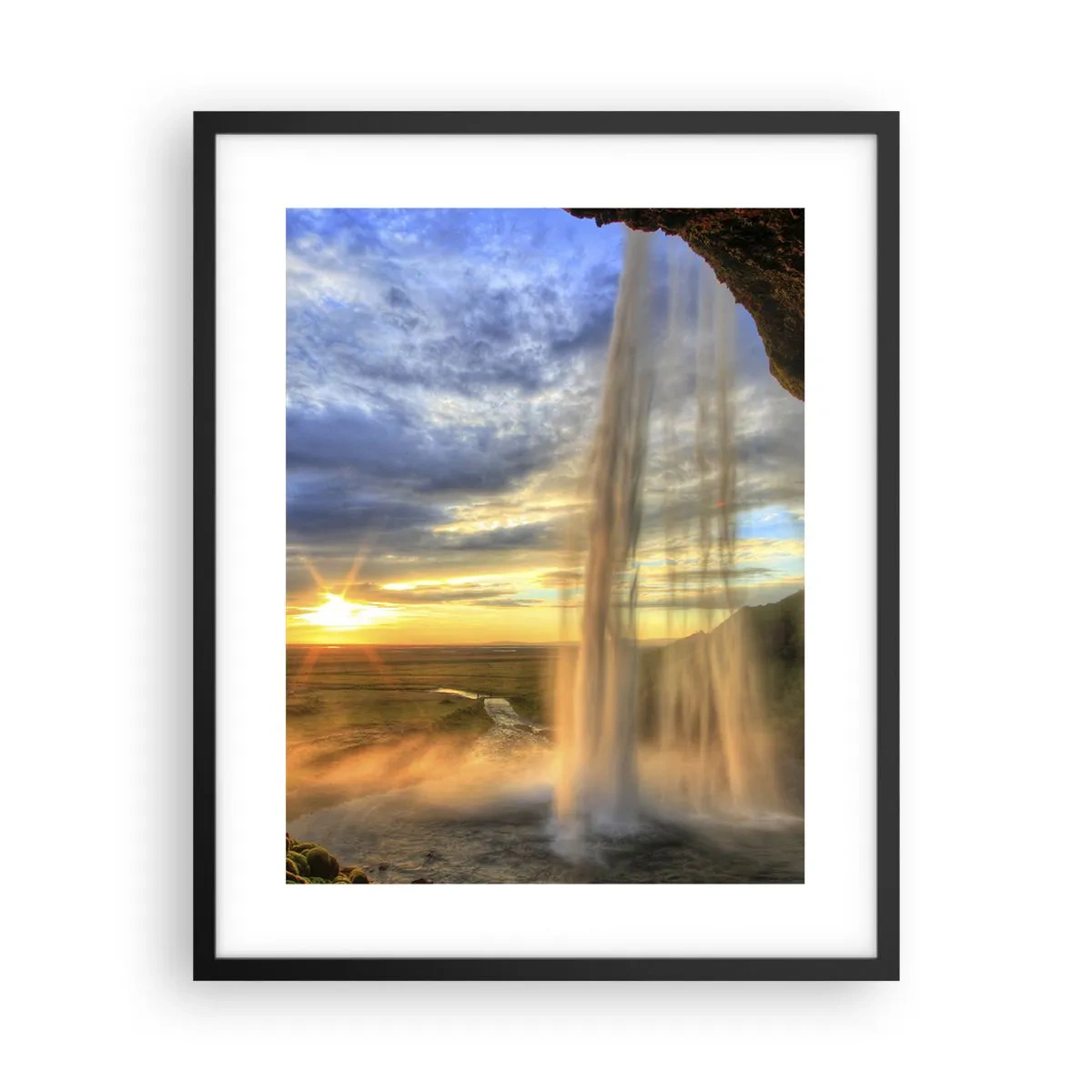 Poster in einem schwarzem Rahmen - Die Welt hinter einem Schleier aus Tropfen - 40x50 cm