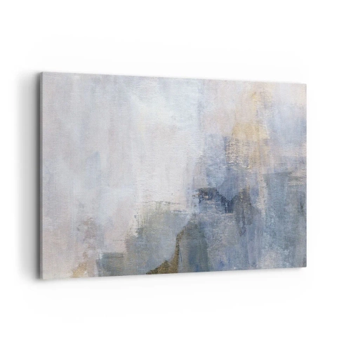 Bild auf Leinwand - Leinwandbild - Dezente abstrakte Punkte in Blau- und Beigetönen - 100x70cm - Farbtöne und Akkorde - Moderne Wanddekoration für Wohnzimmer und Schlafzimmer ARTTOR