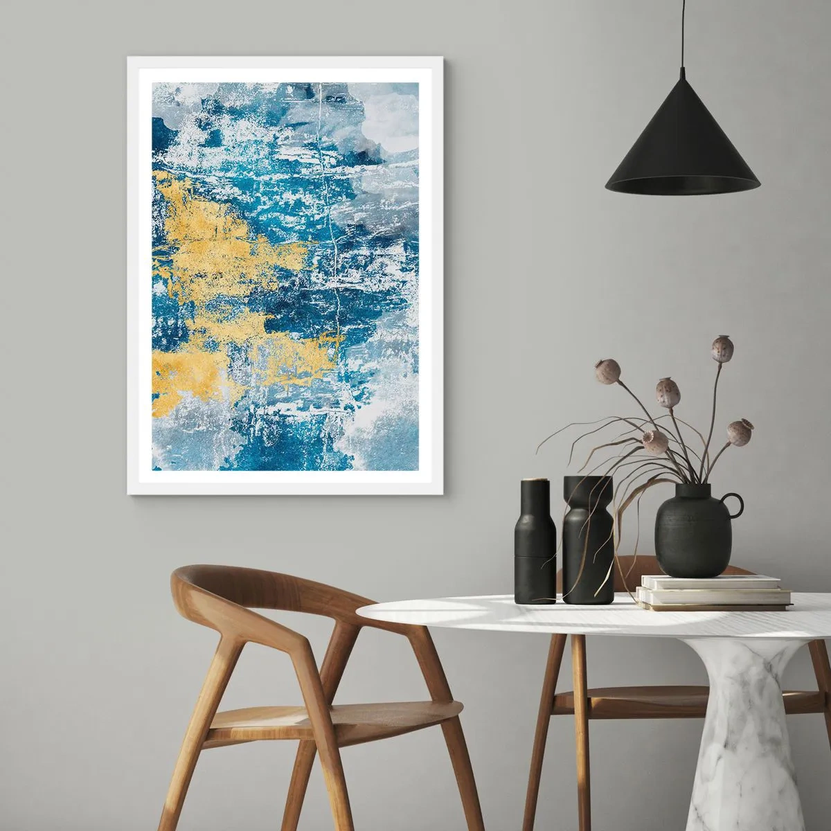 Poster in einem weißen Rahmen - Abstraktion voller Wetter - 70x100 cm