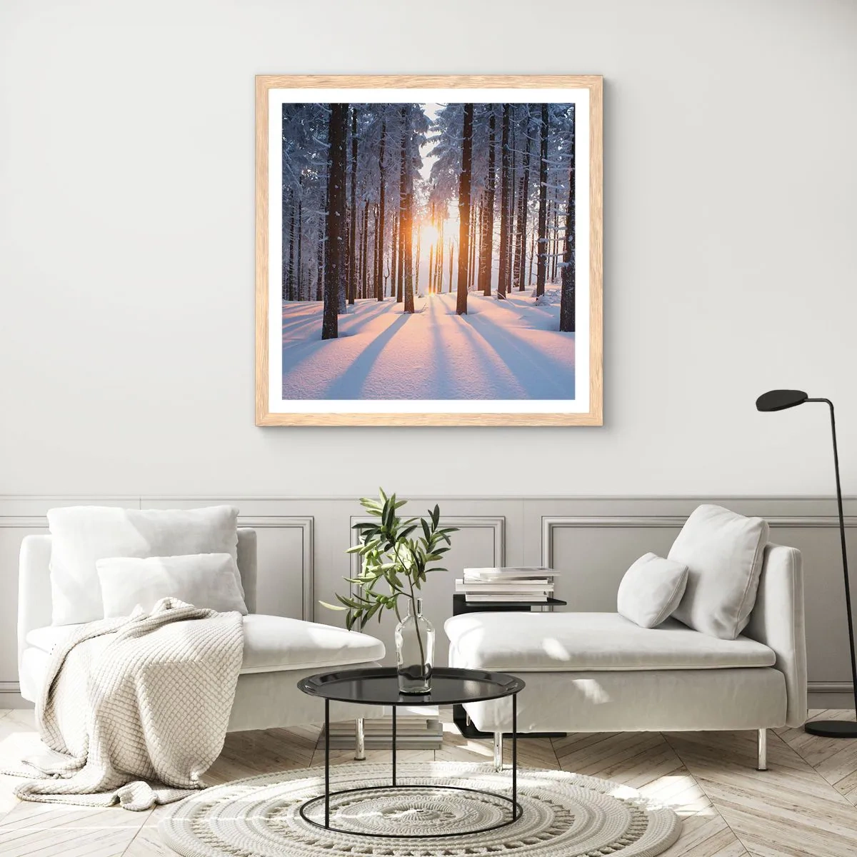 Poster in einem Rahmen aus heller Eiche - Ganz klar schwarz auf weiß - 30x30 cm