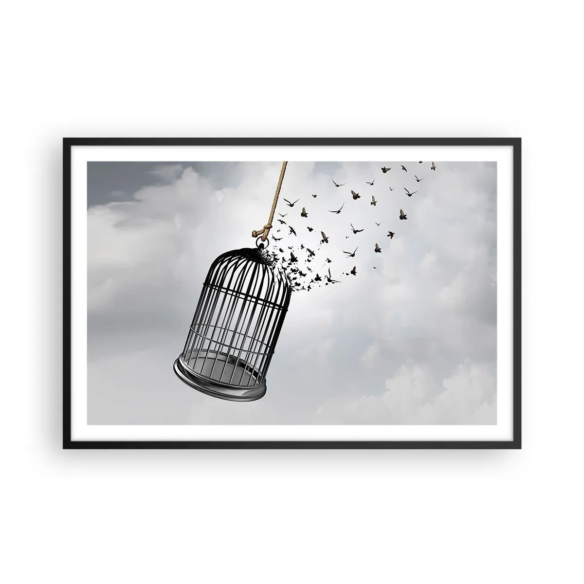 Poster in einem schwarzem Rahmen - Glaube ... Hoffnung ... Freiheit! - 91x61 cm