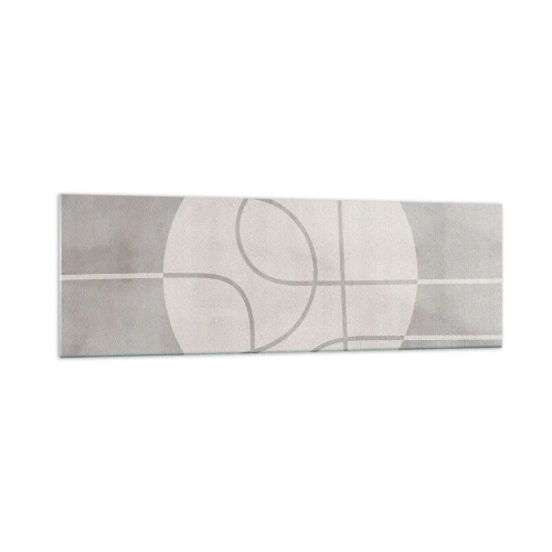 Glasbild - Bild auf glas - Geometrisches Muster in Grau- und Weißtönen - 160x50cm - Kreisförmig und geradeaus - Moderne Wanddekoration für Wohnzimmer und Schlafzimmer ARTTOR