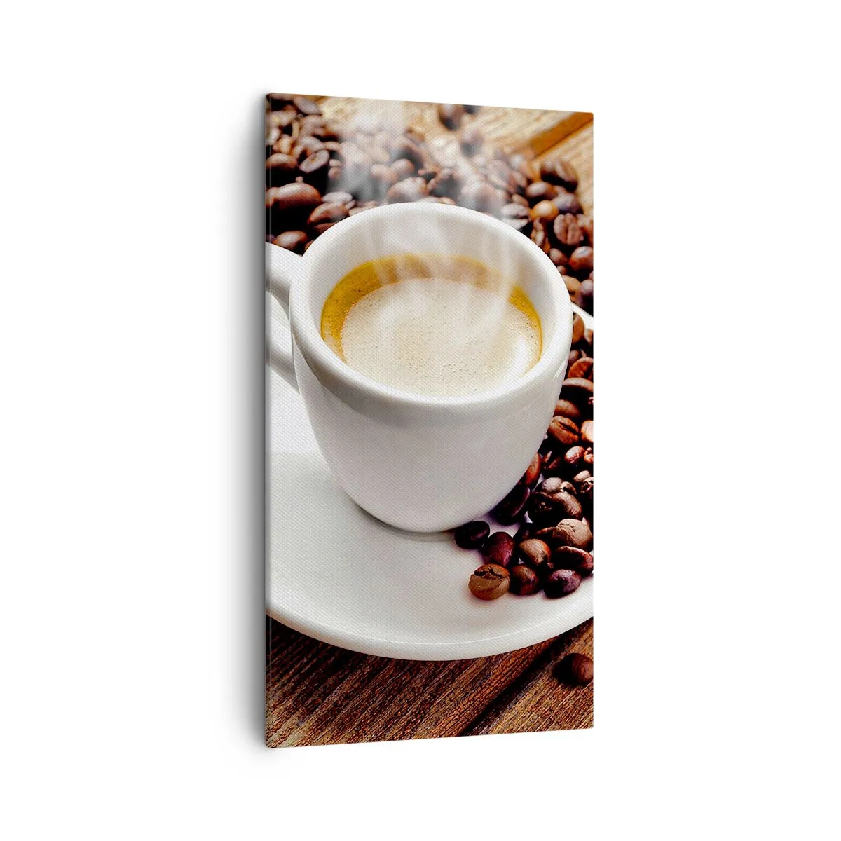 Bild auf Leinwand - Leinwandbild - Kaffee auf der Bank - 45x80 cm