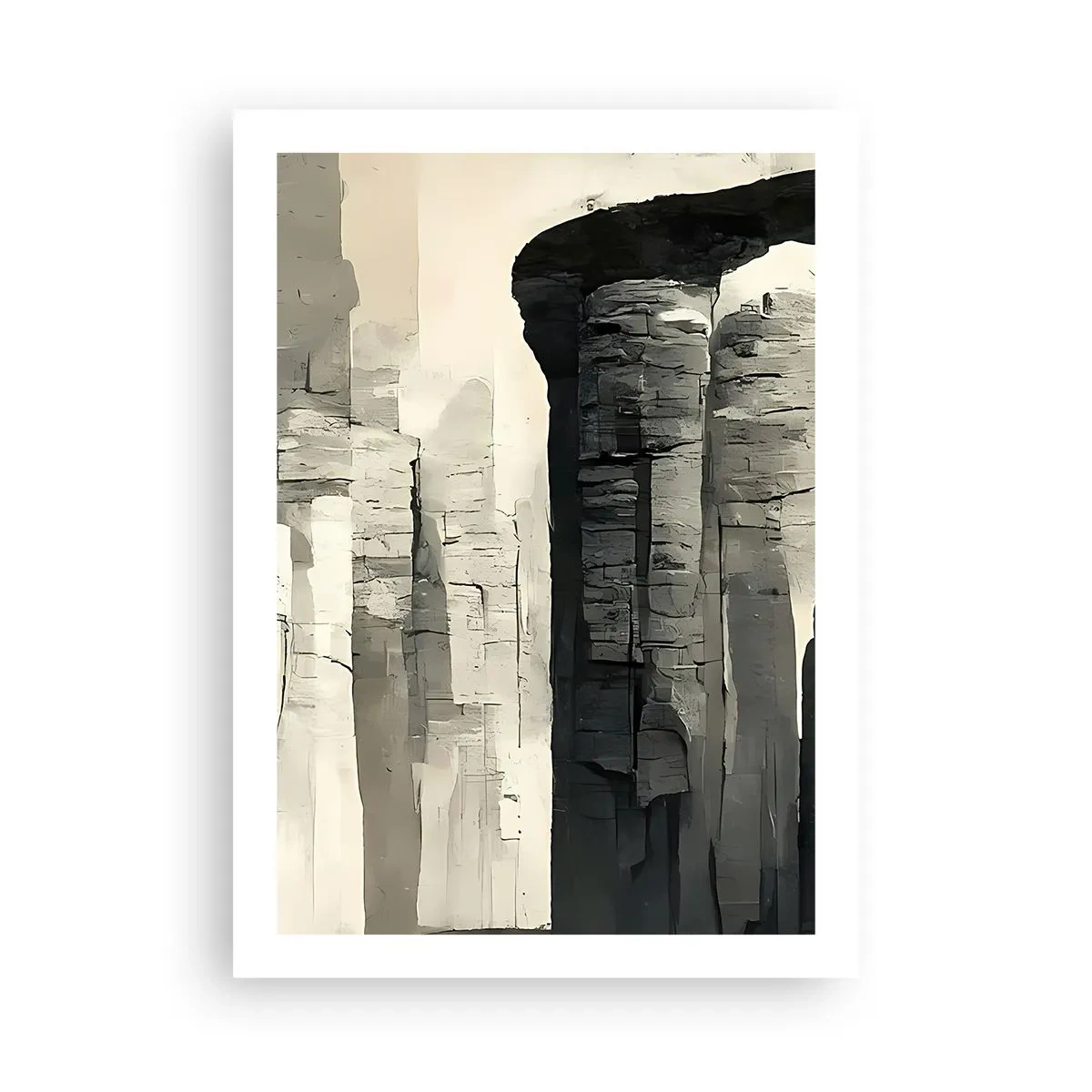 Poster - Monumentale Felsformationen in Grautönen - 50x70cm - Majestät der Antike - Moderne Wanddekoration für Wohnzimmer und Schlafzimmer ARTTOR