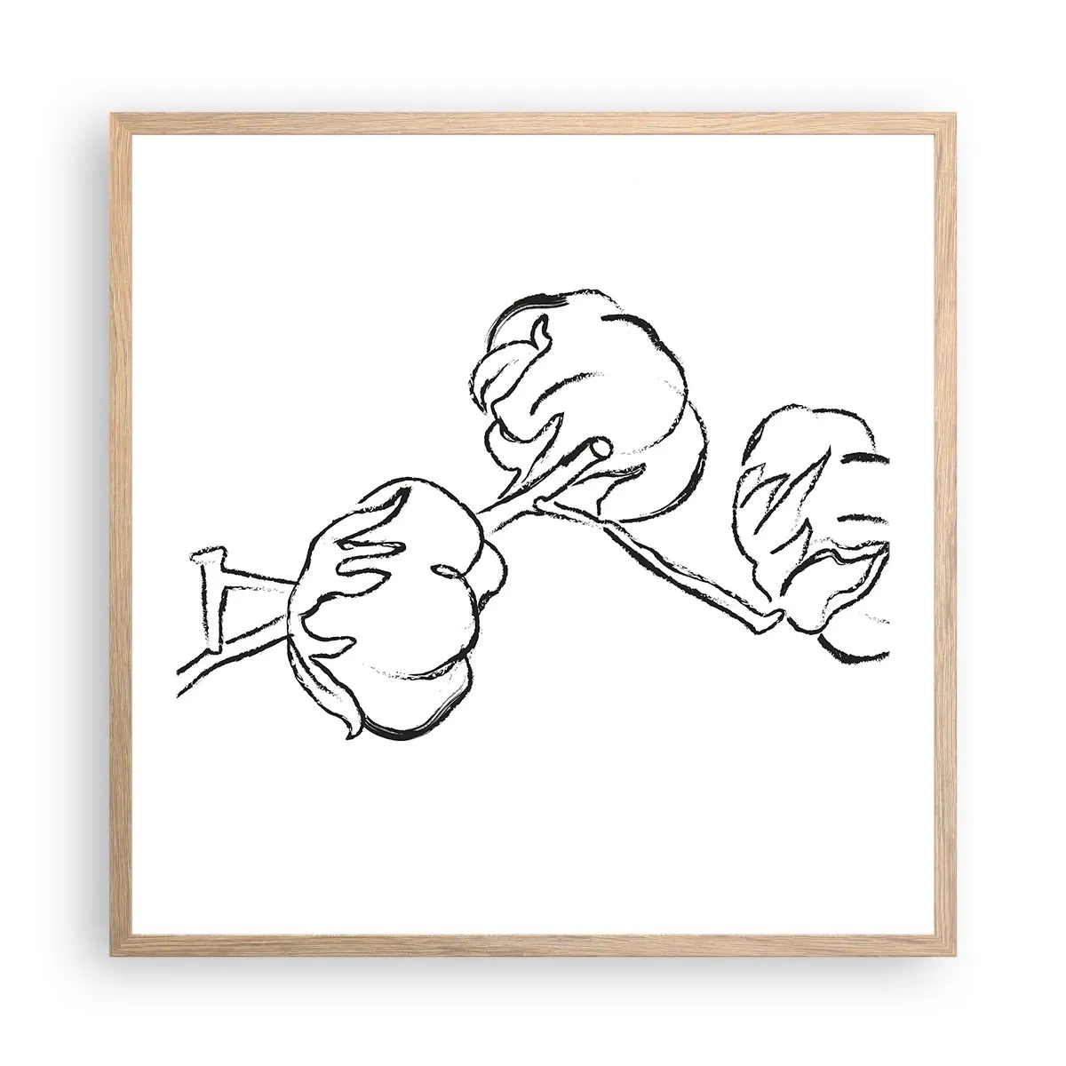 Poster in einem Rahmen aus heller Eiche - Baumwolldaunen - 60x60 cm