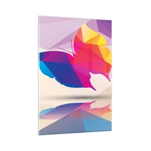 Glasbild - Bild auf glas - Geometrische Schmetterlingssilhouette in leuchtenden Farben - 80x120cm - Regenbogenschmetterling - Moderne Wanddekoration für Wohnzimmer und Schlafzimmer ARTTOR