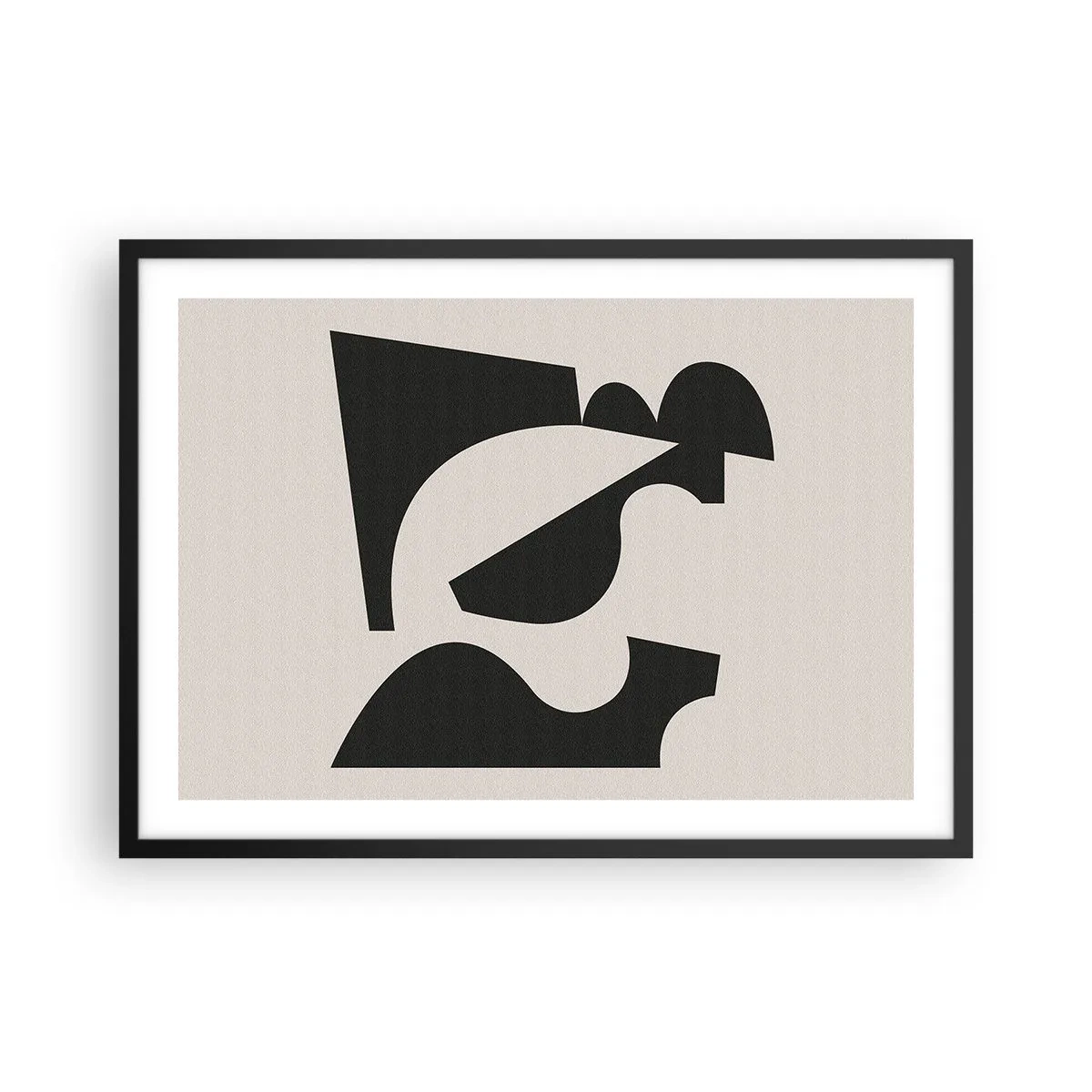 Poster in einem schwarzem Rahmen - Abstrakte geometrische Komposition in Schwarz und Weiß - 70x50cm - Zum Selbstbauen - Moderne Wanddekoration für Wohnzimmer und Schlafzimmer ARTTOR