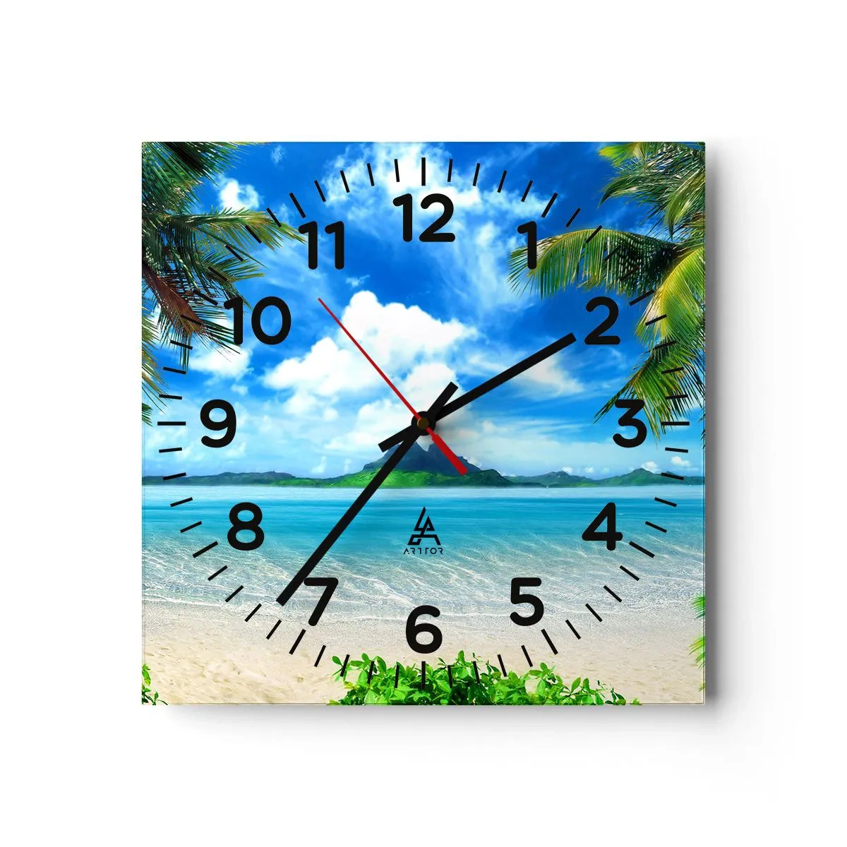 Wanduhr - Glasuhr - Das Azurblau der Tropen - 30x30 cm